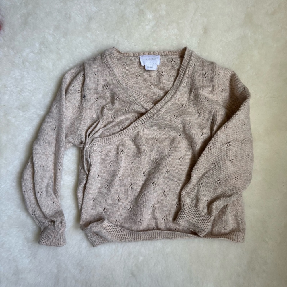 Jamie Kay Oatmeal Wrap Cardigan Sweater Soft Knit